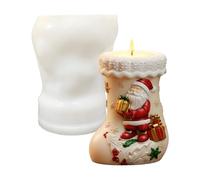 Moule En Silicone Pour Bougies De Noël, Forme En Silicone Souple Pour Projet Artistique, Moule À Bougie 3D En Forme De Bas Et De Père Noël, Pour Adultes Débutants Garçons Filles Maison École Studio