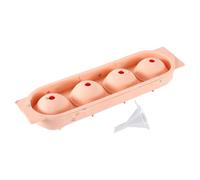 Moule en silicone pour boules de glace - Silicone 24,5 x 5,5 cm | Moule à glace rond à 4 cavités avec couvercle entonnoir facile à démouler, refroidissement du whisky, préparation de cocktails