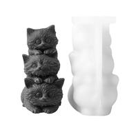 Moule en silicone pour chats empilables - Triple bougie en forme de chat - Moule léger réutilisable - En silicone durable - Outil de saut pour débutants - Fondant au savon au chocolat