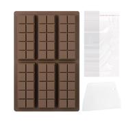 Moule en silicone pour chocolat, 6 cavités, moule en silicone avec grattoir et 100 sachets, antiadhésif, pour bonbons, pâtisserie, chocolat, dessert, gâteau en caoutchouc, gâteaux de cuisine