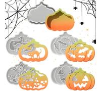 Moule en silicone pour citrouilles - Kit de bricolage 5 pièces - Moule pour desserts, savon, gâteaux et plus encore, idéal pour et adultes, décoration de bougie d'automne, d'anniversaire