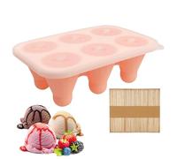Moule en silicone pour crème glacée | 6 cavités faciles à démouler avec couvercle - Moules à crème glacée en silicone avec bâtons, pour mousse au chocolat, brownie, truffes, desserts, fondants