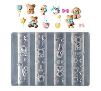 Moule en silicone pour décoration d'ongles - Accessoires pour créer des breloques en forme de cœur, et ours pour salon, manucure et utilisateurs