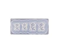 Moule en silicone pour décoration d'ongles en forme d'ours - Plaque de stamping - Pochoirs en résine époxy - Kit de sculpture sur ongles en silicone