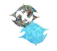 Moule en silicone pour décoration murale en forme de double poisson avec lumières arc-en-ciel holographiques pour autocollants muraux, bijoux, accessoires de fabrication de bijoux