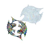 Moule en silicone pour décoration murale en forme de double poisson avec lumières arc-en-ciel holographiques pour autocollants muraux, bijoux, accessoires de fabrication de bijoux