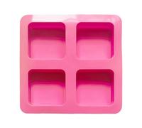 Moule en silicone pour fondant, moule carré en silicone - 4 cavités réutilisables antiadhésives recouvertes de chocolat rose, outils de cuisson pour faire des guimauves