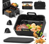 Moule en silicone pour friteuse à air chaud avec couvercle, accessoires Airfryer pour Ninja Foodi Max Dual Zone AF400EU AF500EU 7,6L-10,4L, Cosori 8,5L-10L, Russell Hobbs 9L, peut être utilisé comme