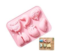 Moule en silicone pour grands organes - Moule pour organes corporels, cerveau, cœur, foie, intestins, poumons, estomac, 6 cavités - Moule à fondant au chocolat