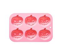 Moule en silicone pour Halloween avec 6 cavités 3 visages différents - Idéal pour chocolat, bonbons, gâteaux, savon, desserts, plus encore. Réutilisable, antiadhésif (18,2 x 12,2 x 2,8 cm)