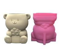 Moule En Silicone Pour Jardinière Succulente Mignon Petit Ours Pot De Fleur Vase Fleurs Béton Outil Moulage Résine Époxy Silicone Flexible Pour Jardinières D'ours