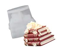Moule en silicone pour livre | Forme de moulage empilée en 3D, Relief floral surélevé, outil de fabrication de bougies, décor en pierre de