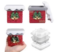 Moule en Silicone pour Loisirs Créatifs - Moule En Silicone Statue Cheminée à Neige - Art Résine Époxy Réutilisable Résistant à la Chaleur pour Fêtes Hivernales Maison École Atelier