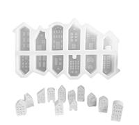 Moule en silicone pour maison - 12 maisons - Moules en silicone de Noël pour couler - Moule en silicone réutilisable - Pour la décoration de la maison