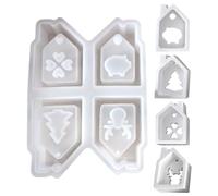 Moule en silicone pour maison - Moules de moulage de Noël à 4 cavités | Moule réutilisable en résine époxy pour plâtre, artisanat, fabrication de bijoux, enseignants d'art, planificateurs de fêtes