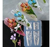Moule en silicone pour nail art de fleurs de tulipe, moule 3D pour nœud et bouquet de fleurs, outils de décoration d'ongles en acrylique DIY Silicone