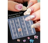 Moule en silicone pour ongles 3D Orchidée, Lys, Hibiscus, avec différentes tailles de Phalaenopsis et de fleurs. Comprend des stylos de sculpture pour une utilisation facile. Moule réutilisable pour l