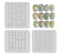 Moule en silicone pour ongles, forme 3D, kit d'outils de décoration de | Moule en silicone pour ongles, forme 3D transparente, outil de manucure en trois pièces, accessoire créatif de nail art