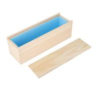 Moule en Silicone pour Pain et Savon, Motif Rose, Contour en Bois Rose, Moule Carré 26,5x7cm - Durable et Sûr, Parfait pour DIY Gâteaux et Savons Maison (Silicone bleu ciel+coffret en bois)