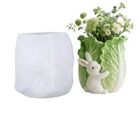 Moule en silicone pour pot de bougie - Lapin de Pâques embrassant le chou | Moule d'aromathérapie pour la maison, la ferme, les vacances, le printemps, le stockage, le récipient, le pot de fleurs et