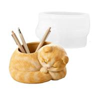 Moule en Silicone pour Pot de Cactus Forme Chat Roulé En Boule De Résine