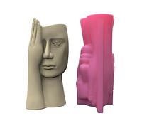 Moule en silicone pour pot de fleurs en béton en forme de visage humain