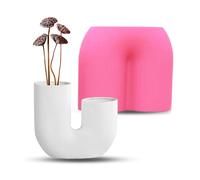 Moule en silicone pour pot de fleurs en forme de U - Support parfumé pour fabrication de plâtre, décoration de bureau, vase à fleurs rayé