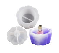Moule en silicone pour pots de fleurs pour bougeoirs - moules polyvalents pour moulage en résine avec couvercle pour jardinières succulentes | idéal pour bougeoirs en béton bricolage et projets