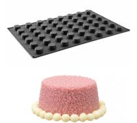 HENDI Moule en silicone cylindrique, antiadhésif, pour la cuisson, la congélation et les monoportions: -30 à 230°C, 48 cavités rondes ⌀3,5cm pour mini muffins madeleines, 570x375x(H)25mm