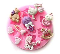 Moule en silicone pour usage artisanal accessoires bébé cigogne décorations naissance dragées fimo savon plâtre résine cadeau créatif DIY