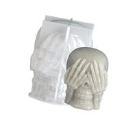 Moule en silicone professionnel en forme de tête de mort avec détails de dents précis, outil de bricolage pour décorations d'Halloween, accessoires de fête d'Halloween, moule à bougie creux en forme