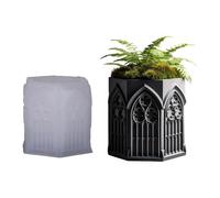 Moule en silicone réutilisable avec motif en relief de cathédrale pour pot de fleurs en résine pour pot de fleurs en résine