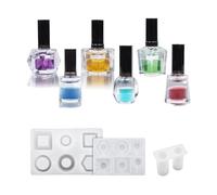 Moule en silicone robuste pour porte-clés en résine avec 4 liquides et guide étape par étape pour créer un effet shaker