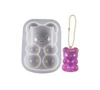 Moule en silicone semi-dimensionnel en forme d'ours en résine de cristal époxy bijoux pendentif moule artisanat décoration porte-clés pendentif moules en silicone pour la cuisson