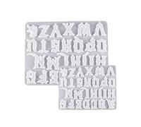 Moule en silicone semi-stéréoscopique avec lettres de l'alphabet gothiques, pendentifs, loisirs créatifs, cadeau de Saint-Valentin, Noël, lettres gothiques, ornements, moule pour résine époxy