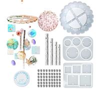Moule en silicone sûr avec cœur géométrique et étoile pour projets d'artisanat amusants, carillon, porte-clés, pendentif, boucles d'oreilles, porte-clés ornement