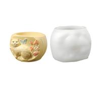 Moule en silicone unique en forme de chat - Cadeau pour bricolage - Pour faire des pots de fleurs faits à la main - Présentoir à bijoux - Moule de décoration d'intérieur