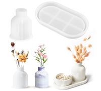Moule en Silicone Vase, 2 Pièces Moules en Résine Vase, Moule De Vase De 3D, DIY Fleurs Moule en Silicone pour Faire des Vases à Fleurs, des Ornements Décoratifs