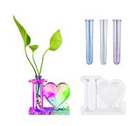 Moule en Silicone Vase, Vase à Fleurs Moule en Résine, Moule en Silicone pour Hydroponique avec 3 Tubes à Essai, Moule pour Production d'art de Bricolage, Décoration de la Saint-Valentin (A)