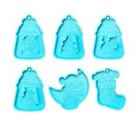 Moule en silicone vierge pour porte-clés de Noël en résine époxy brillante pour la fabrication de bijoux de vacances