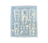 Moule flexible en forme de sablier avec outil de gaufrage pour ongles artistiques et floraux