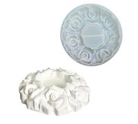 Moule flexible en plâtre et résine avec bordure en rose pour projets de décoration, fabricants et tables de travail, moule décoratif en silicone pour moulage de résine, plâtre floral en relief doux