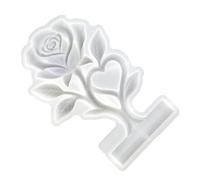 Moule flexible en silicone en forme de cœur et de rose pour mouler des bougies, du plâtre et du savon