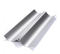 Moule for pain, 2 pièces, plateau de cuisson, forme for la cuisson du pain, poêle, baguettes à pain, ustensiles de cuisson Pour GâTeaux(38 X 17 X 2 Silver)