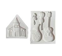 Moule Gateau Silicone 2 Morceaux De Violon De Château, Notes De Cor De Violoncelle, Moule En Silicone, Décoration De Gâteau, Gomme Goutte De Chocolat, Moule En Argile