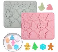 Moule Gateau Silicone de Noel, 2pcs Moule Silicone Noel, 6 Motifs Noël Moule Silicone, Moules à Pâtisserie, Moule en Silicone de Noël Convient pour Gâteaux Chocolat Gelée Bonbons Biscuits