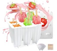 Moule Glace,Moule à Glace Batonnet Silicone Sans BPA,6 Moules Glaces Sorbet a l eau DIY,Réutilisable Popsicle Moule,Moules Esquimaux (Pic à Glace Blanc)