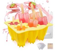 Moule Glace, moule à glaces, 6 moules à glaces réutilisables en silicone pour crème glacée, sans BPA, récipients de fabrication de glaces pour enfants et adultes (étoile jaune)