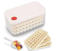 Moule Glaçon, Bac à Glaçons,150 glaçons, Réutilisable, Inclut 3 Plateaux à Glaçons, 1 Pelle à Glace, Empilable, Peu Encombrant et étanche, Idéal pour Whisky, Cocktails, Café, Boissons. (Beige)