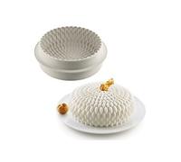 Silikomart - Moule à gâteau en silicone Modern HONORÉ - Design 3D Ø195×70 mm 1600 ml Gris clair